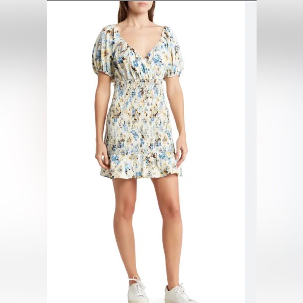 NSR Puff Sleeve Smocked Minidress